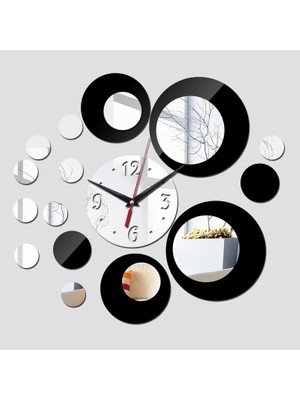 Vshop 2parça 3D Stereo Dekoratif Dijital Duvar Etiketi Duvar Saati - Gümüş Siyah (Yurt Dışından)