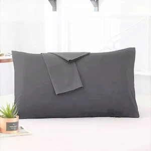 Antrasit Renkli Pamuklu Kumaştan Kapaklı Yastık Kılıfı (2Adet) 50 x 70 cm