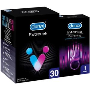 Extreme 30'li  ve Tırtıklı Prezervatif+Durex Intense Devil Ring Titreşimli Halka