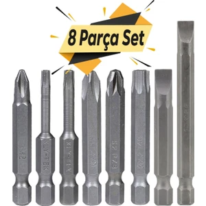 Klytek Matkap Bits Uç Vidalama Ucu Düz Yıldız Torx Uç (8 Parça)