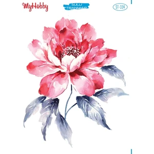 My Hobby St 334 Suluboya Görünümlü Büyük Pembe Gül Desenli Sulu Transfer 25x35