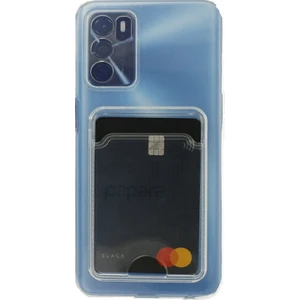 Oppo A74 CPH2219 Kılıf Silikon Şeffaf Kredi Kartlık Bölme Tpu Antişok Dört Köşe Darbe Koruma