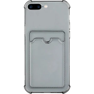 Apple iPhone 6s Plus Kılıf Silikon Şeffaf Kredi Kartlık Bölmeli Antişok Dört Köşe Darbe Korumalı
