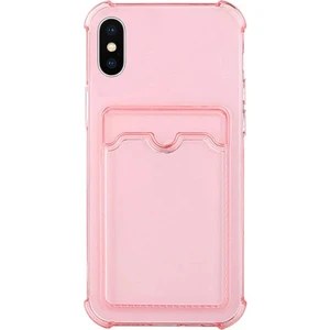 Apple iPhone Xs Max Kılıf Silikon Şeffaf Kredi Kartlık Bölmeli Antişok Dört Köşe Darbe Korumalı