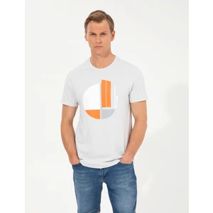 Pierre Cardin Erkek Gri Melanj Slim Fit Baskılı Bisiklet Yaka Tişört 50254025-VR091