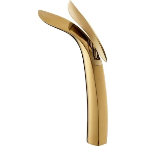 Yüksek Çanak Lavabo Bataryası Leaf Altın Gold