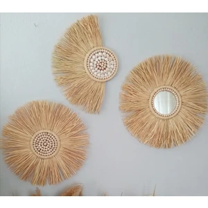 Rafya Ayna Yelpaze  3lü  Set