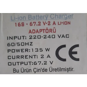Li-ion Charger Li-Ion 16S-67.2V.-2A Şarj Adaptörü
