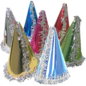 Masho Trend 50 Adet Karton Yılbaşı Şapkası - Doğum Günü Kukuleta Şapka - Metalik Karton Şapka