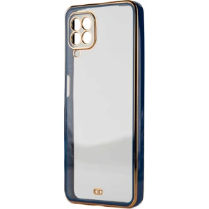 Samsung Galaxy A12 Kılıf Köşeli Gold Şeffaf Kapak