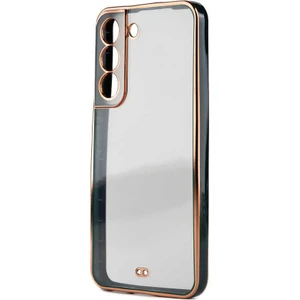 Samsung Galaxy S21 Fe Kılıf Köşeli Gold Şeffaf Kapak