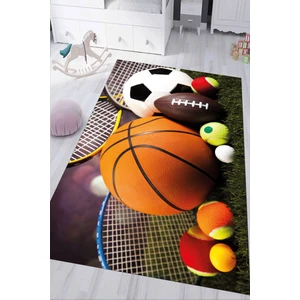 Napoli Home Dijital Baskılı Kaymaz Tabanlı Yıkanabilir Basketbol Toplu Çocuk Odası Halısı NHÇ-HP-778