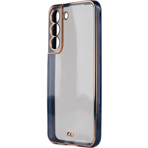 Samsung Galaxy S22 Kılıf Köşeli Gold Şeffaf Kapak