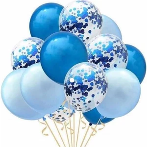 Bal10 Dünyası Konfetili Mavi Balon Seti