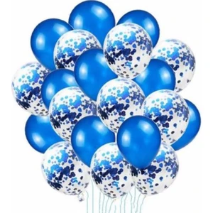 Bal10 Dünyası Şeffaf Mavi Konfetili Balon Seti
