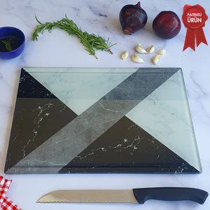 Kanallı Cam Kesme Tahtası - Cam Kesme Tablası | Hibrit Mermer | 25cm x 35cm | Patentli Ürün