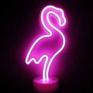 Neon Işıklı Flamingo Masa Gece Lambası Usb+Pil