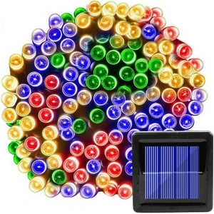 Solar 50 Ledli 7 Metre Bahçe Aydınlatma Dekorasyon Güneş Enerjili LED Rgb Işık