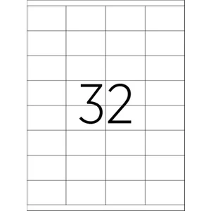 A1-2032 Ebat 52 x 35 mm Lazer Etiket  A4 Sayfada 32 Etiket