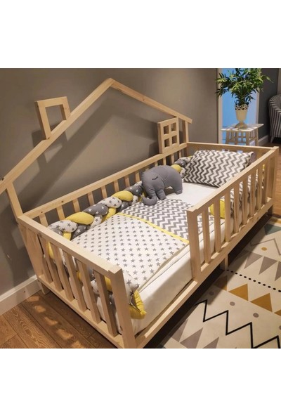 Baby Kinder Luxury Montessori Doğal Bebek ve Çocuk Karyolası