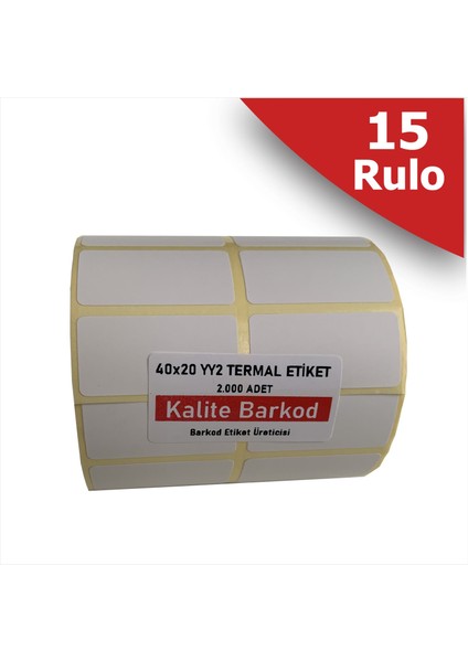 40X20 Yanyana 2 Li Termaletiket | 15 Rulo Barkod Etiketi