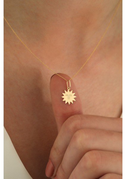 14 Ayar Altın Forze Zincir Güneş Kolye modelleri