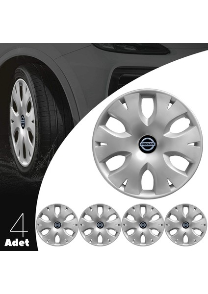 Nissan Urvan 15 Inç Jant Kapağı Amblemli Gri 4'lü Set 141 modelleri