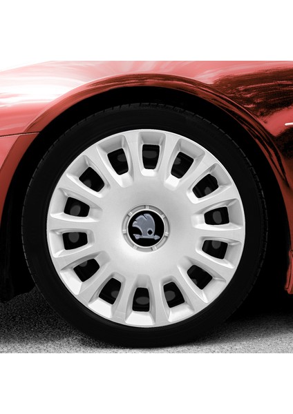Skoda Scala 14 Inç Jant Kapağı Amblemli Gri 4 Adet 1 Takım 144