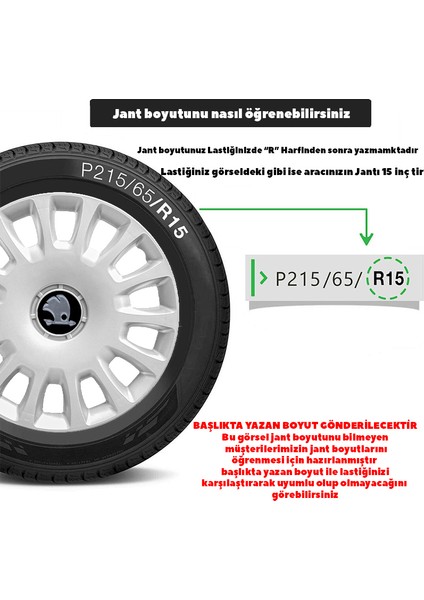 Skoda Scala 14 Inç Jant Kapağı Amblemli Gri 4 Adet 1 Takım 144