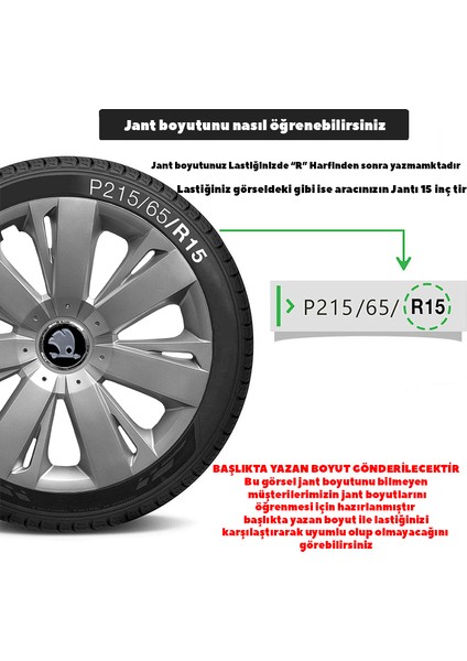 Skoda Forman 15 Inç Jant Kapağı Amblemli Gri 4'lü Takım 114