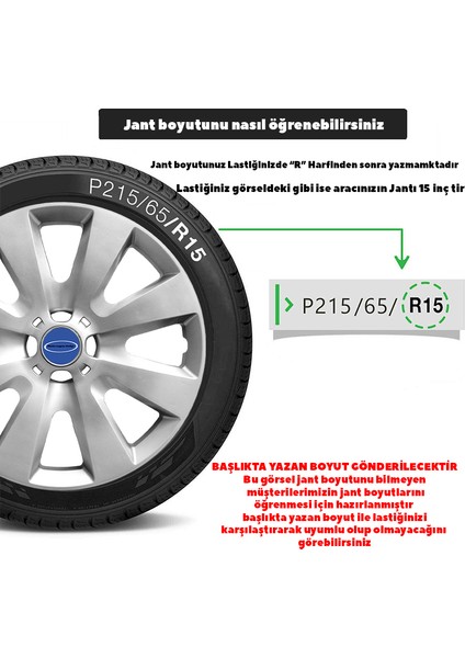 Ford Connect 15 Inç Jant Kapağı Amblemli Gri 4 Adet 1 Takım 110