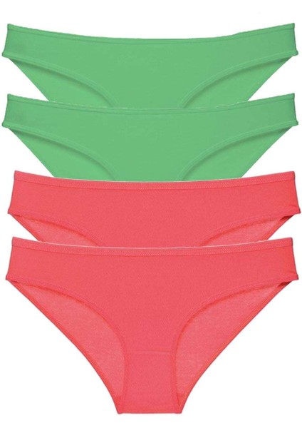 4 Adet Eko Set Likralı Kadın Slip Külot Yeşil Fuşya