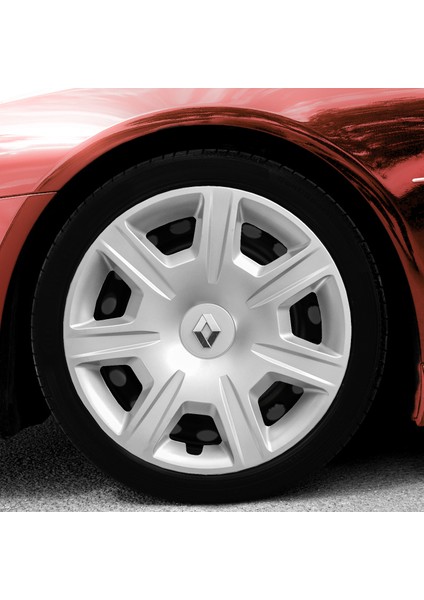 Renault Fluence 15 Inç Jant Kapağı Amblemli Gri 4'lü Set 142