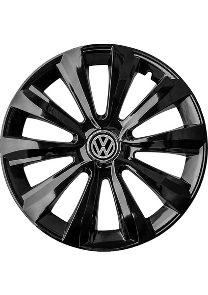 Volkswagen Bora 16 Inç Jant Kapağı Amblemli Piano Black 4'lü Set 214