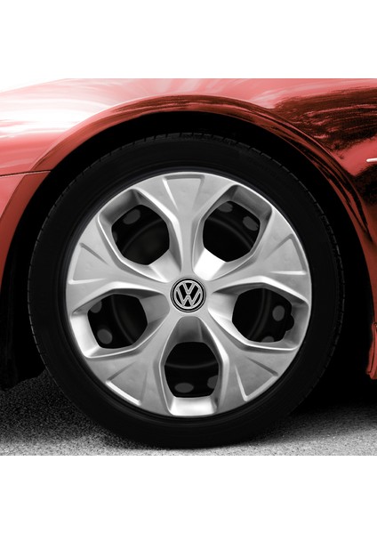 Volkswagen Bora 14 Inç Uyumlu Jant Kapağı Amblemli Gri 4'lü Takım 112