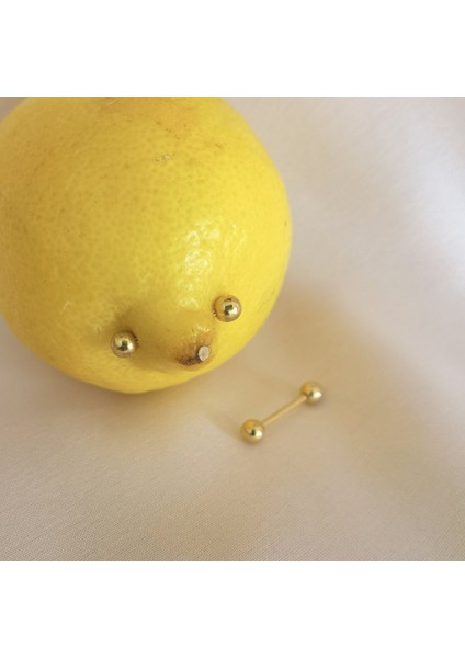 Cerrahi Çelik Gold Memeucu/ Nipple Piercing-Bar Uzunluğu :12MM- 2 Adet - Top Çap :4 mm