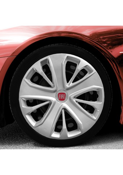 Fiat Linea 15 Inç Jant Kapağı Amblemli Gri 4'lü Set 138