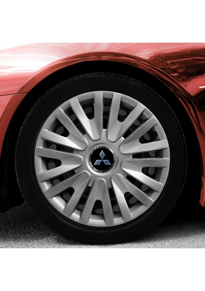 Mitsubishi Carisma 14 Inç Jant Kapağı Amblemli Gri 4'lü Takım 123