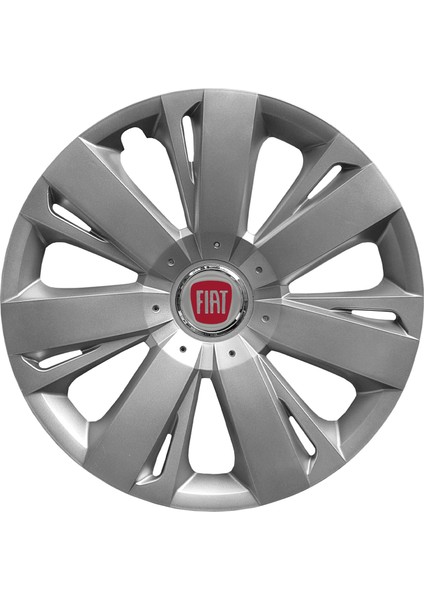 Fiat Fiorino 15 Inç Uyumlu Jant Kapağı Amblemli Gri 4'lü Takım 114