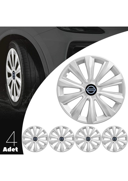 Nissan Almera 16 Inç Jant Kapağı Amblemli Gri 4'lü Set 143