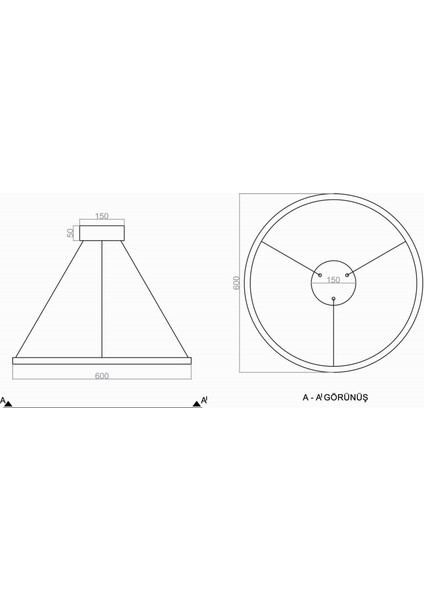 TRA30041B Eco 60 cm LED Avize Sarkıt Cırkel - Işık Rengi 4000K Doğal Beyaz modelleri