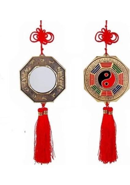 Çin Feng Shui Bagua Bakır Ayna 14 cm Köşeli