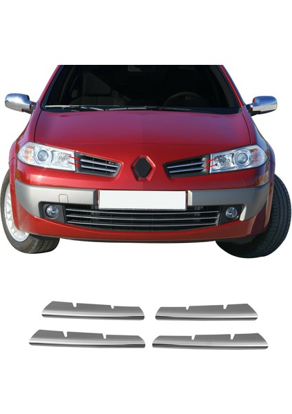 Renault Megane 2 Krom Ön Panjur (4prç) 2006-2010 Arası P.çelik