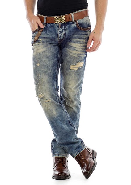 CD493 Cep Işlemeli Zincirli Yırtık Erkek Kot Pantolon modelleri