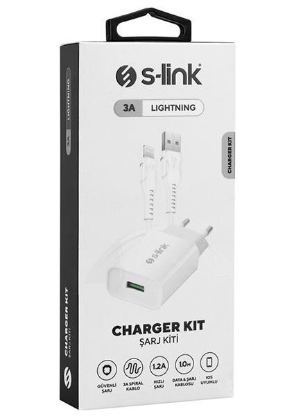 S-link SL-EC10L 1100MA Lightning Şarj Aleti - Beyaz