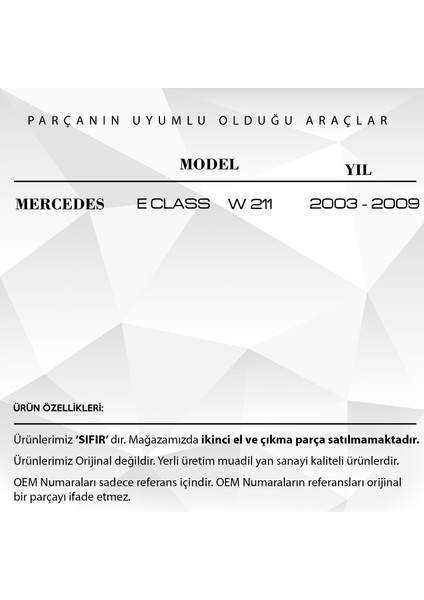 Mercedes E Class W211 Yeni Model Için 3.stop Bagaj Lambası Ledi