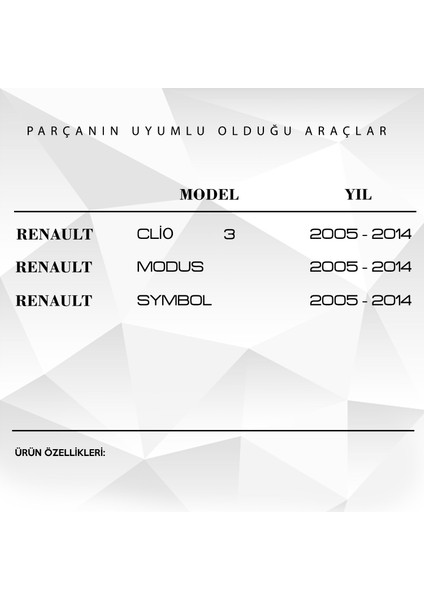Renault Clio 3 , Symbol , Modus (2005-2014 ) Için Koltuk Ayar Kolu