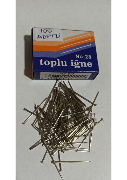 ( 1 Adet) Metal Başlı Çelik Toplu Iğne 100 Adetli 3 cm Boyunda