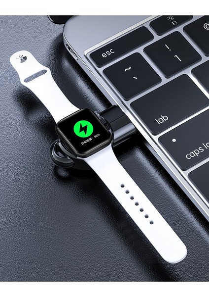 Apple Watch 1 2 3 4 5 6 8 Se Uyumlu Qı Manyetik Stand Beyaz Şarj Cihazı