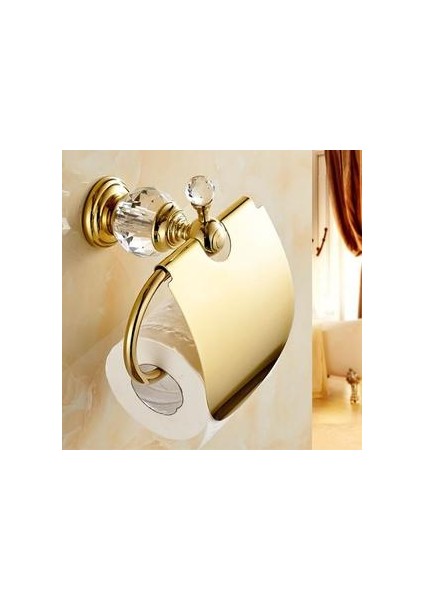 Kağıt Tutucular Kristal Katı Pirinç Altın - Krom Kağıt Rulo Tuvalet Kağıdı Tutucu Banyo Aksesuarları (Yurt Dışından)